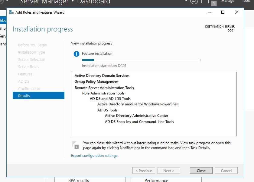 Installing Active Directory Domain Services in Windows 2016 Server ...